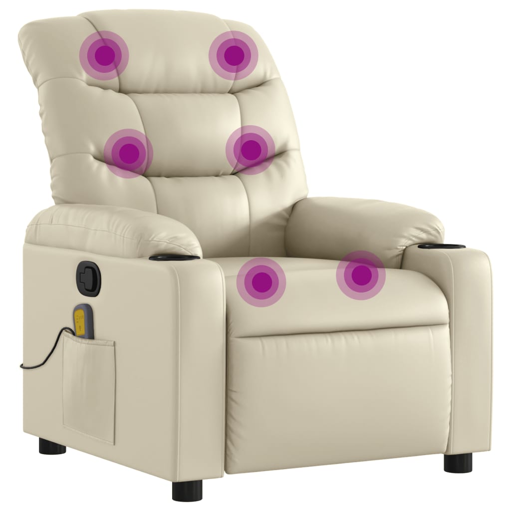 Fauteuil inclinable de massage Crème Similicuir Fauteuils vidaXL   