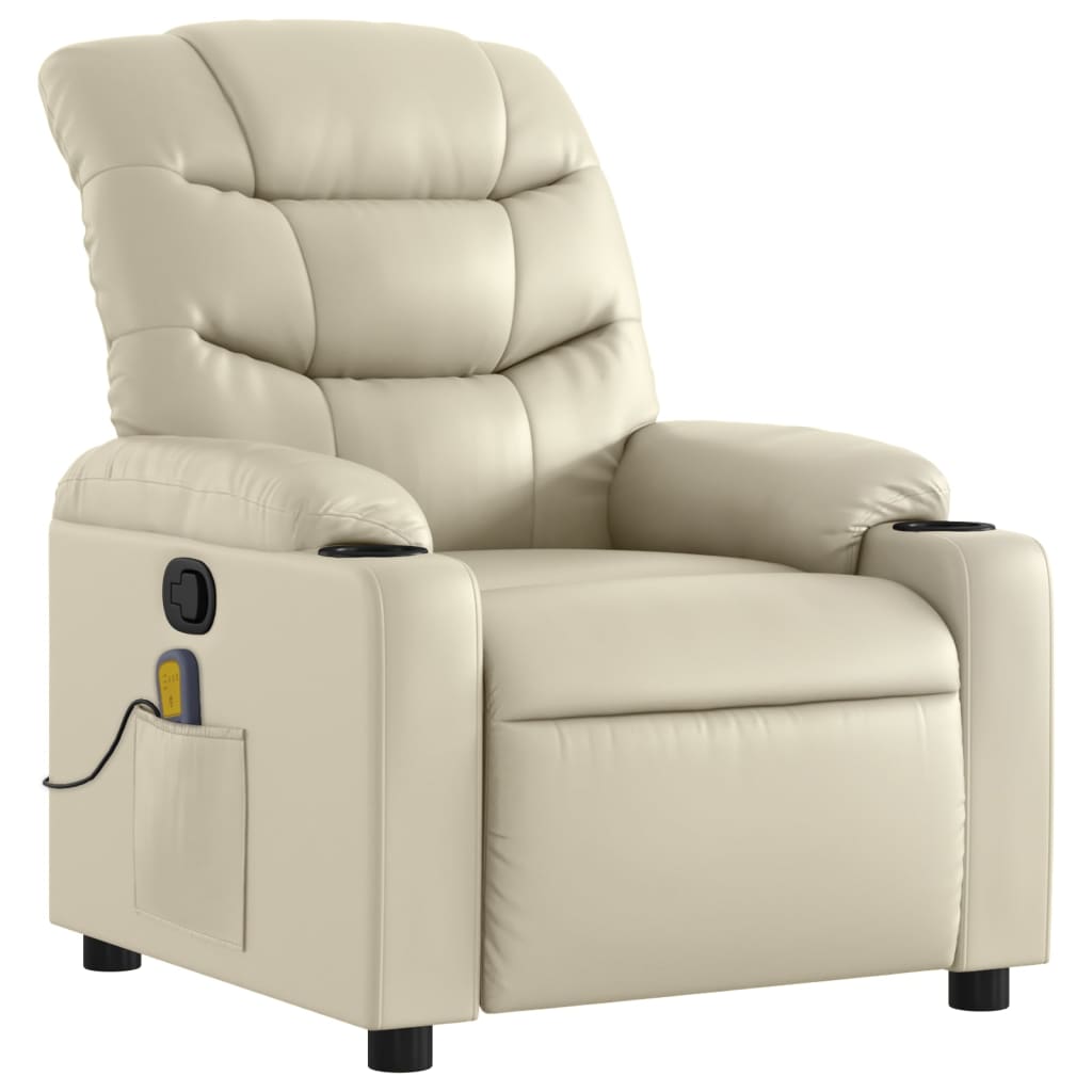 Fauteuil inclinable de massage Crème Similicuir Fauteuils vidaXL   