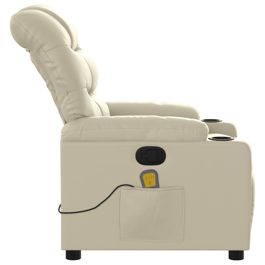 Fauteuil inclinable de massage Crème Similicuir Fauteuils vidaXL   