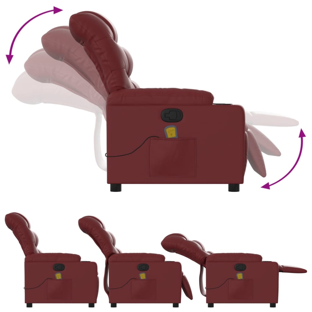 Fauteuil de massage inclinable Rouge bordeaux Similicuir Fauteuils vidaXL   