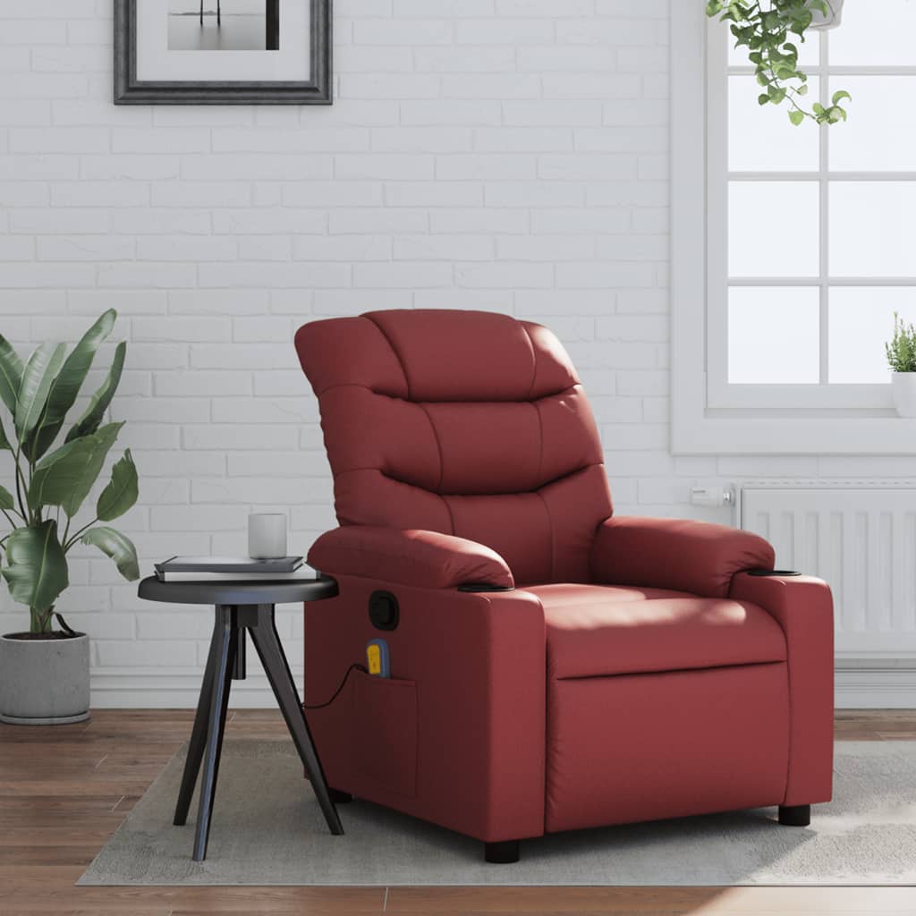 Fauteuil de massage inclinable Rouge bordeaux Similicuir Fauteuils vidaXL   