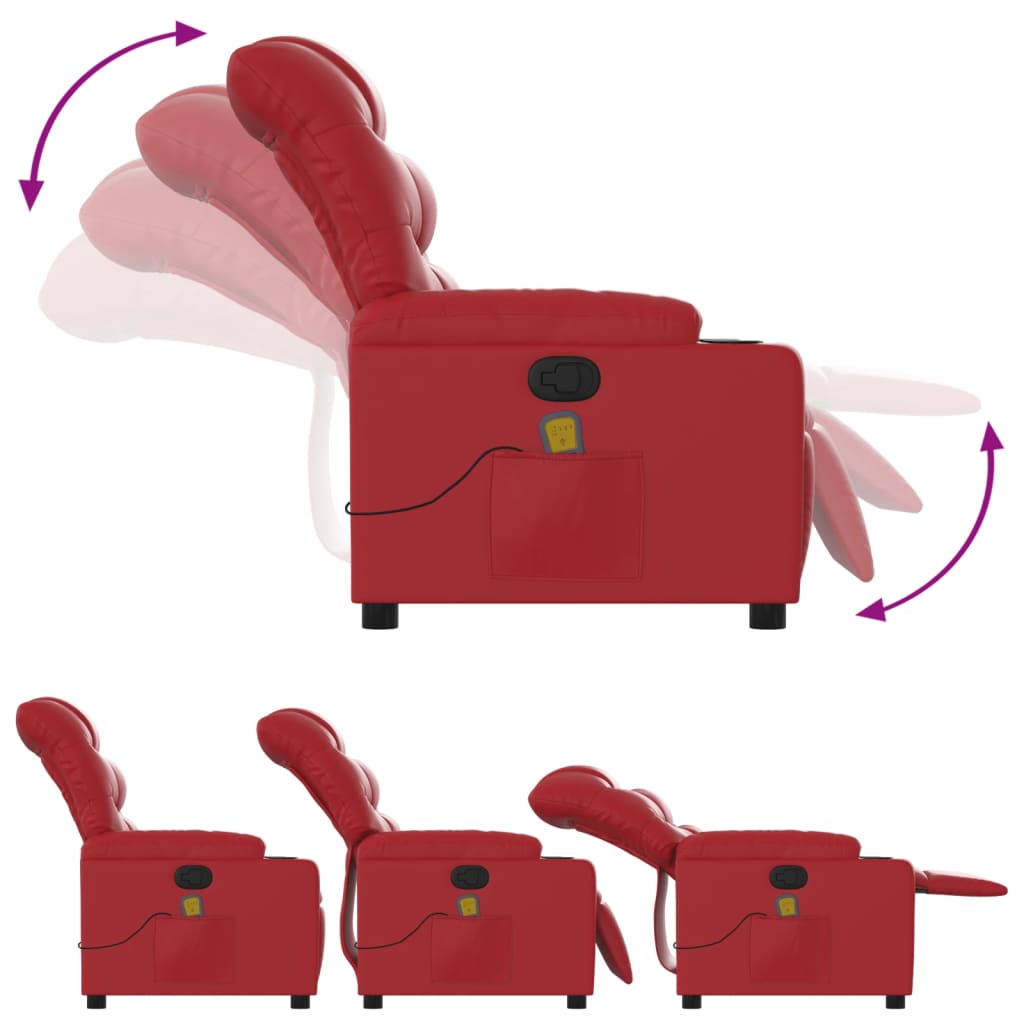 Fauteuil de massage inclinable rouge similicuir Fauteuils vidaXL   