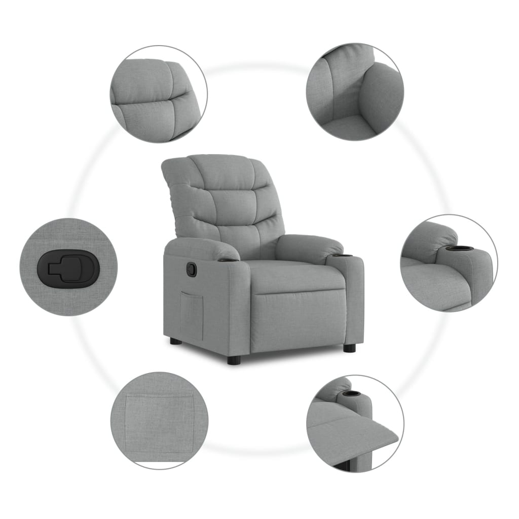 Fauteuil inclinable Gris clair Tissu Fauteuils vidaXL   