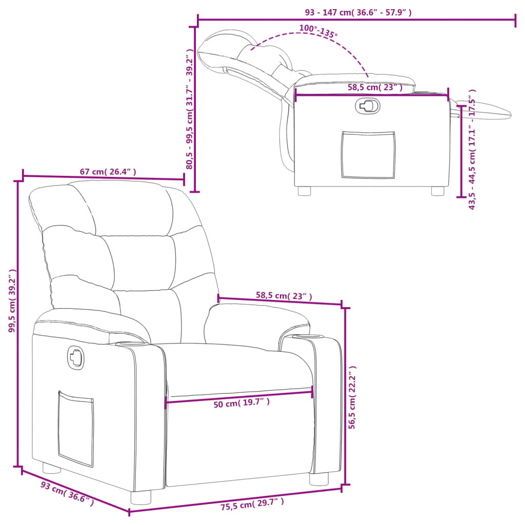 Fauteuil inclinable Gris clair Tissu Fauteuils vidaXL   