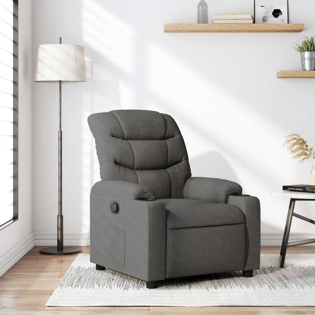 Fauteuil inclinable Gris foncé Tissu Fauteuils vidaXL   