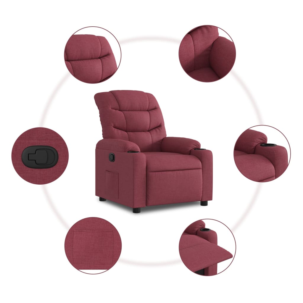 Fauteuil inclinable Rouge bordeaux Tissu Fauteuils vidaXL   