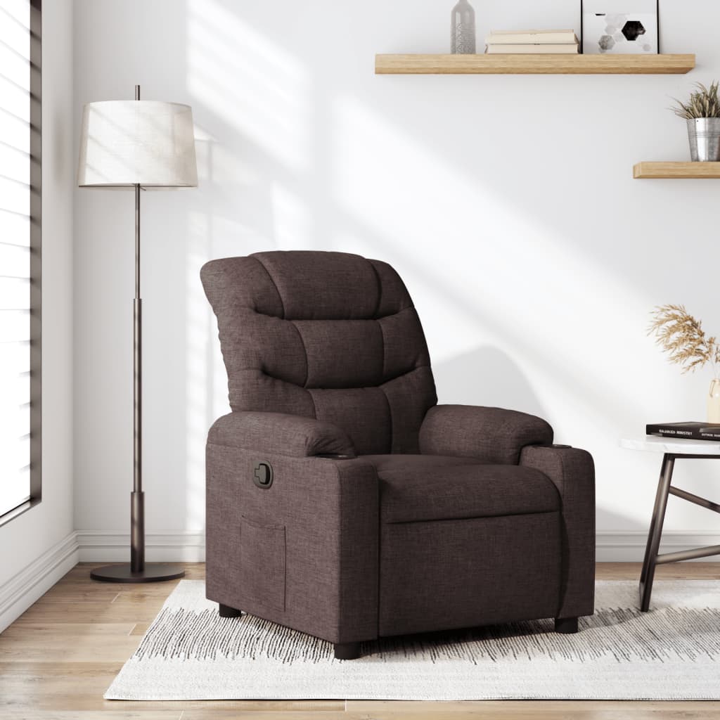 Fauteuil inclinable Marron foncé Tissu Fauteuils vidaXL   