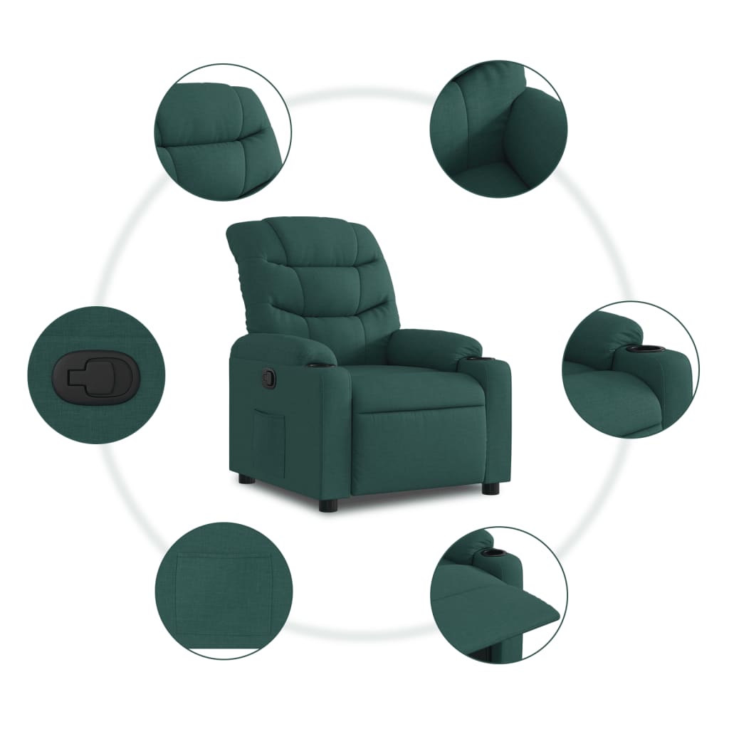 Fauteuil inclinable Vert foncé Tissu Fauteuils vidaXL   