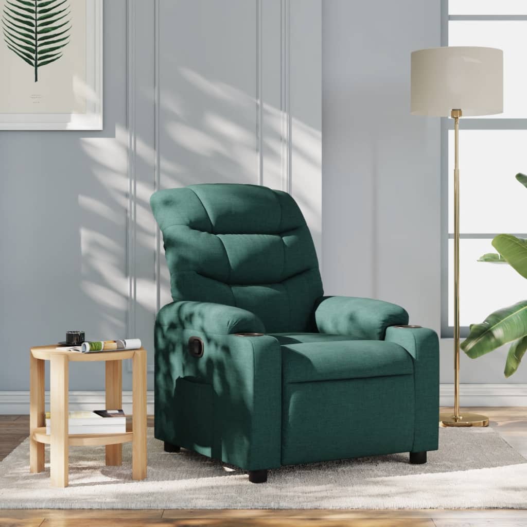 Fauteuil inclinable Vert foncé Tissu Fauteuils vidaXL   