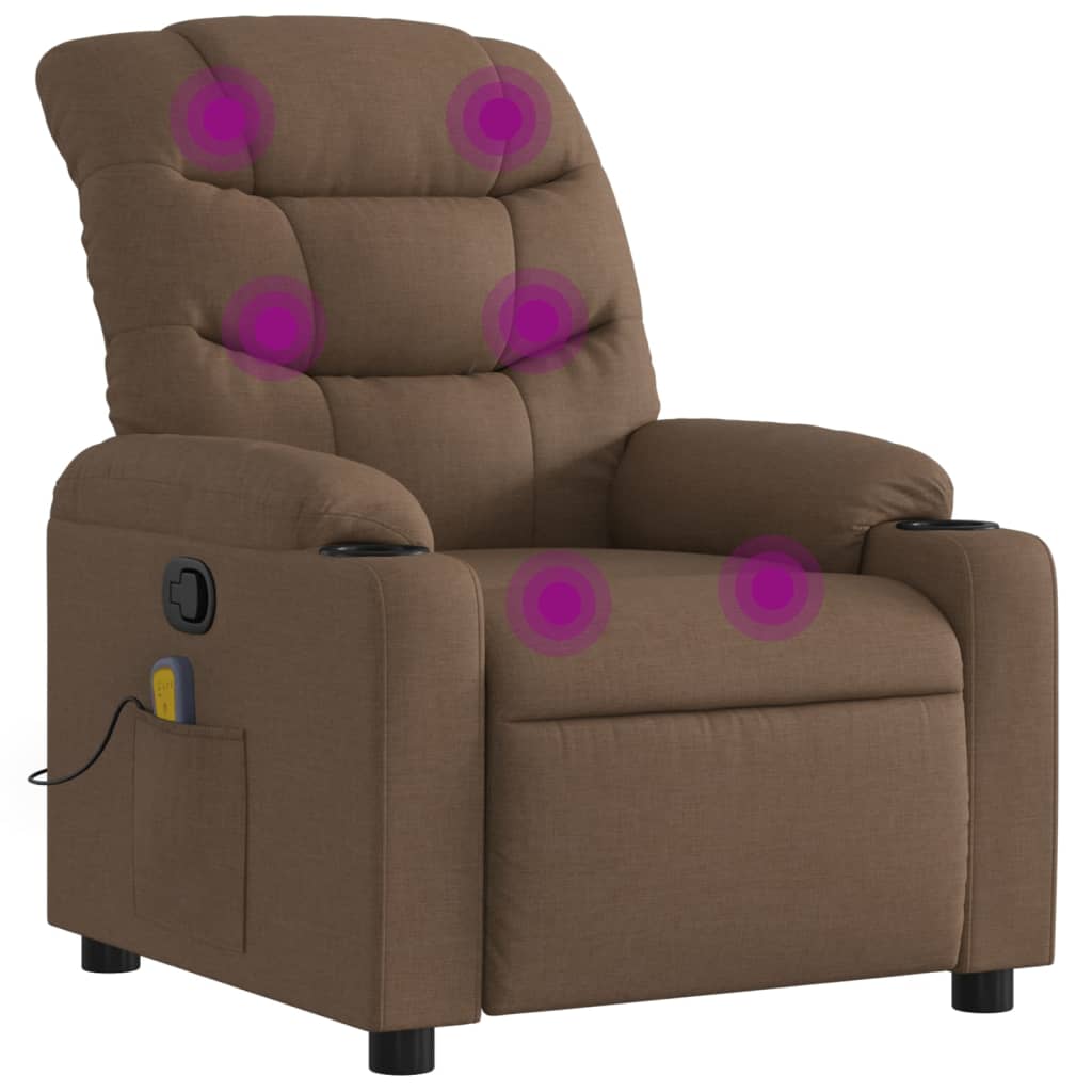 Fauteuil de massage inclinable Marron Tissu Fauteuils vidaXL   