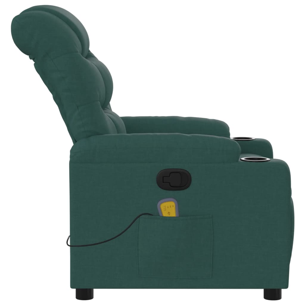 Fauteuil de massage inclinable Vert foncé Tissu Fauteuils vidaXL   