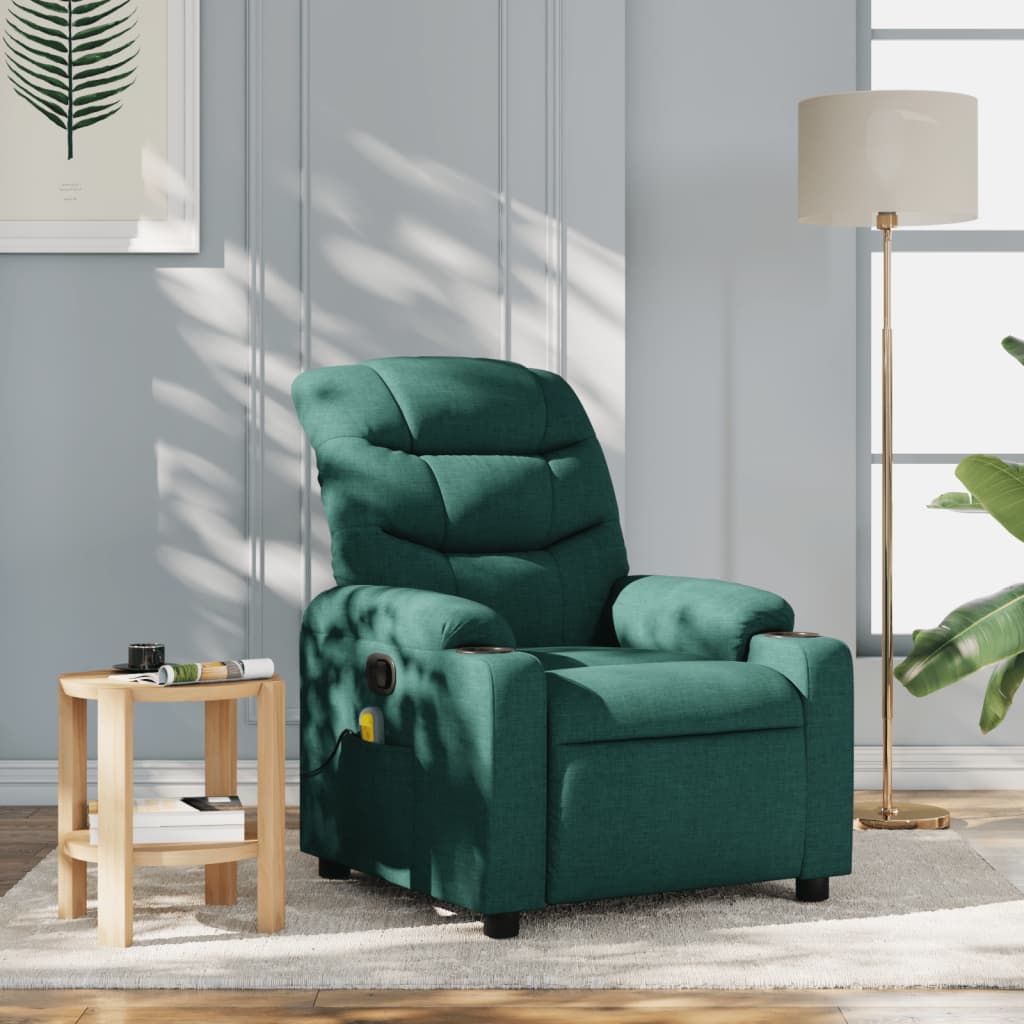 Fauteuil de massage inclinable Vert foncé Tissu Fauteuils vidaXL   