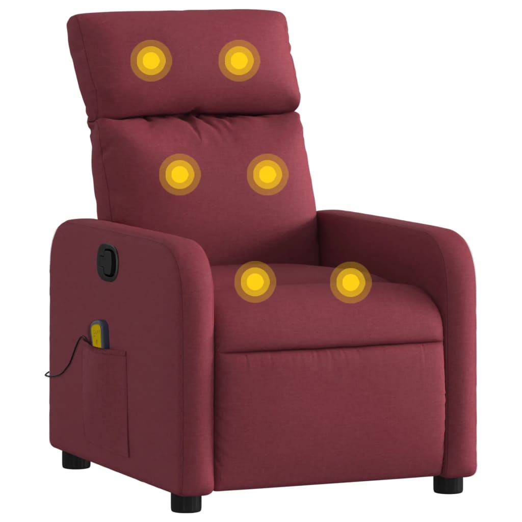 Fauteuil de massage inclinable Rouge bordeaux Tissu Fauteuils vidaXL   