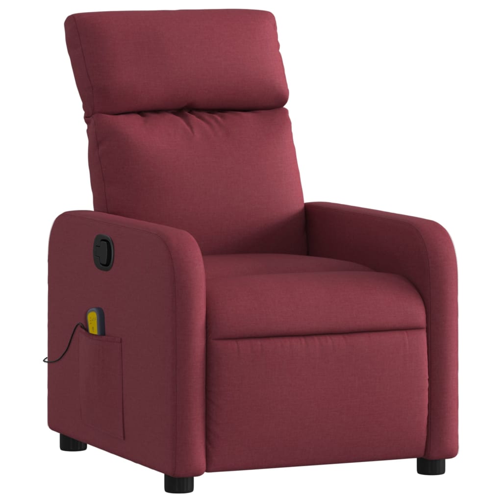 Fauteuil de massage inclinable Rouge bordeaux Tissu Fauteuils vidaXL   