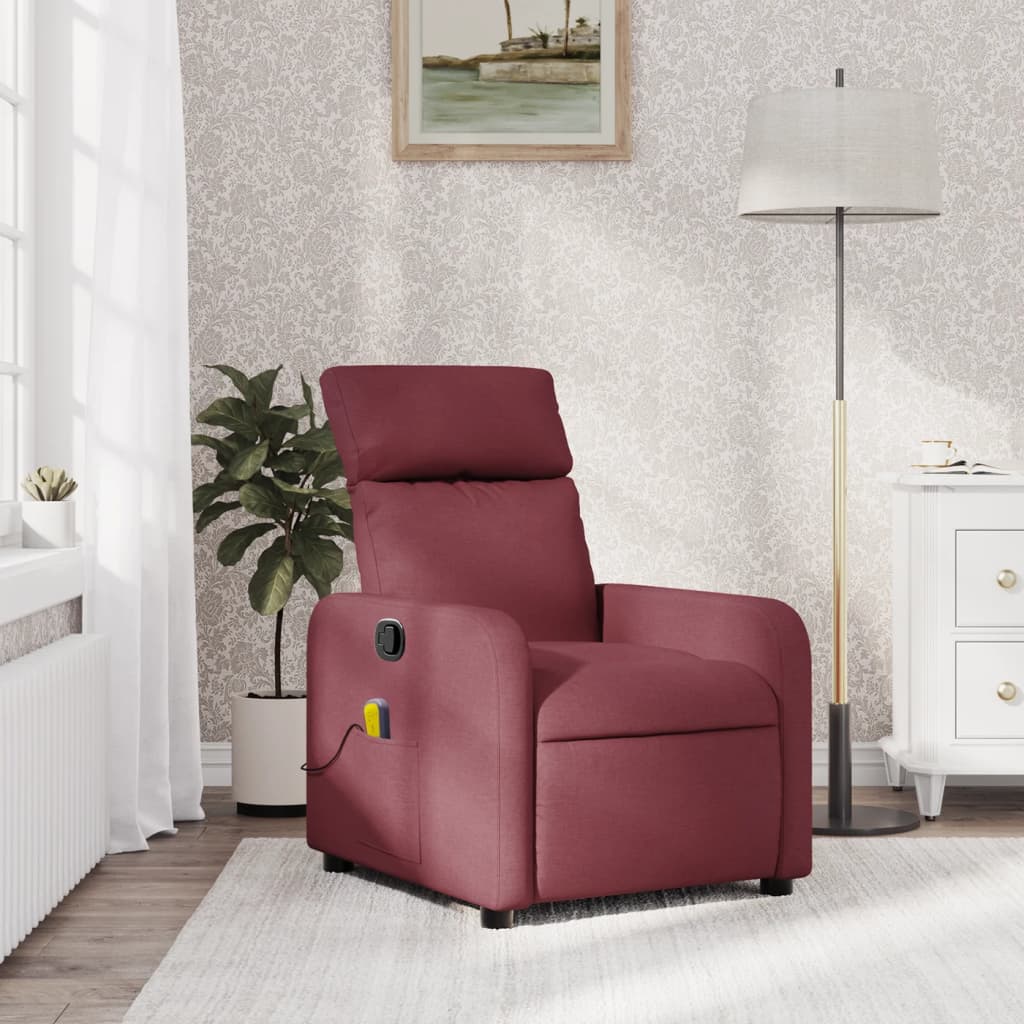 Fauteuil de massage inclinable Rouge bordeaux Tissu Fauteuils vidaXL   