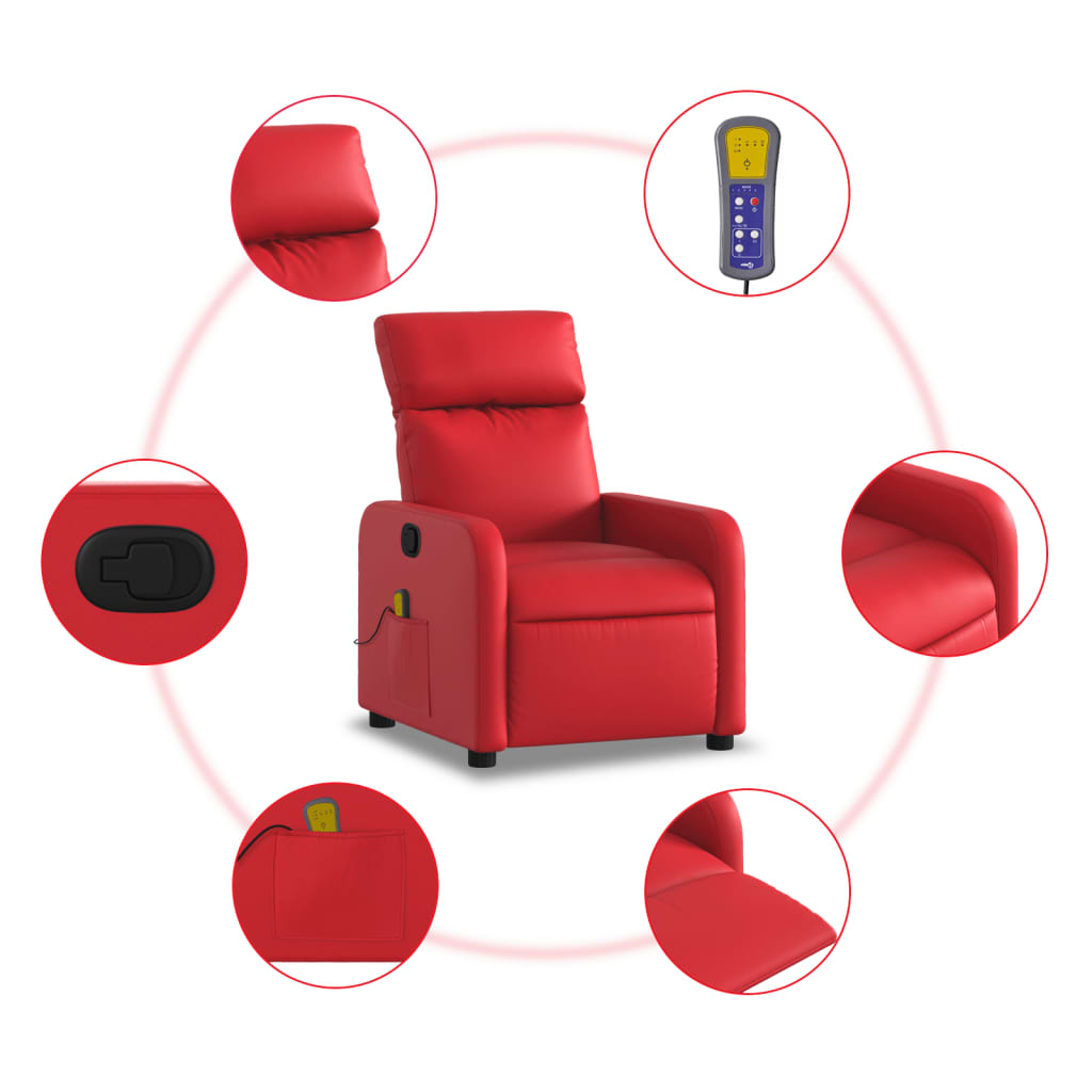 Fauteuil de massage inclinable rouge similicuir Fauteuils vidaXL   