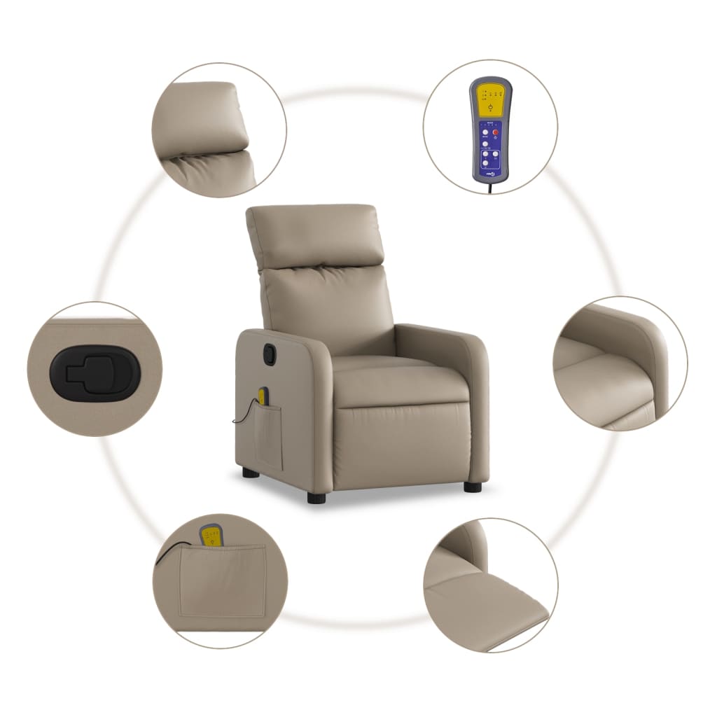 Fauteuil de massage inclinable Cappuccino Similicuir Fauteuils vidaXL   