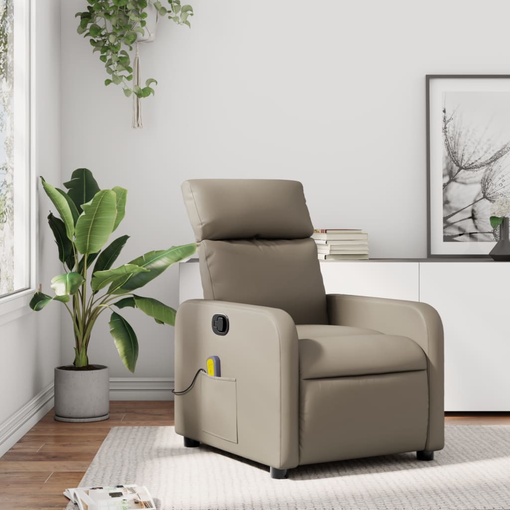 Fauteuil de massage inclinable Cappuccino Similicuir Fauteuils vidaXL   