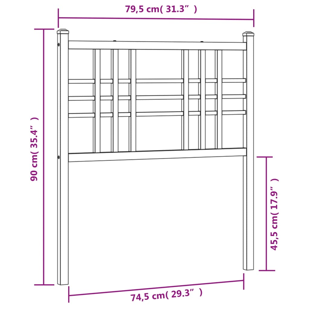 Tête de lit métal noir 75 cm Têtes et pieds de lit vidaXL   