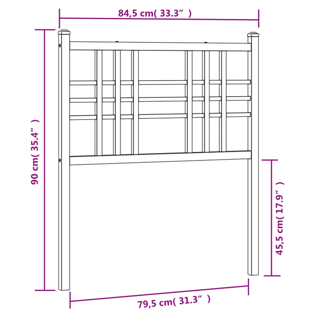 Tête de lit métal noir 80 cm Têtes et pieds de lit vidaXL   