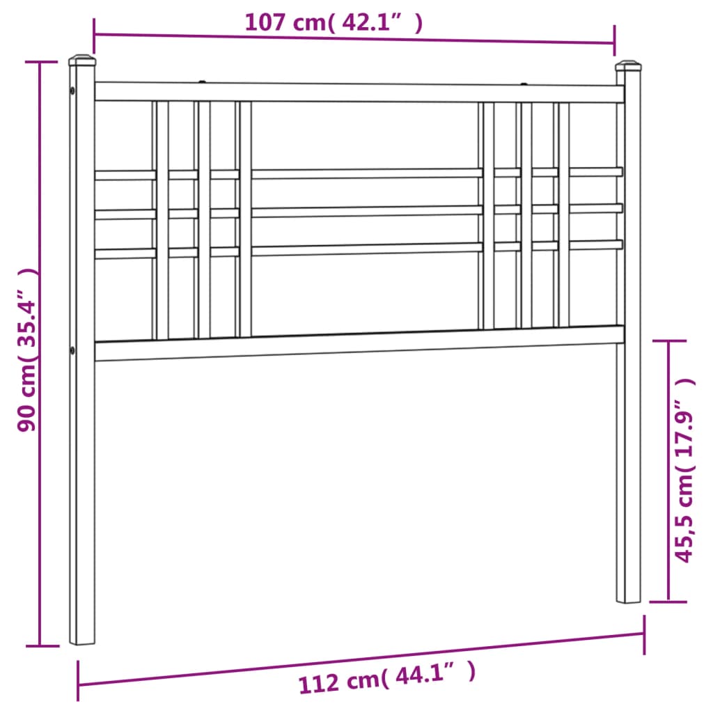 Tête de lit métal noir 107 cm Têtes et pieds de lit vidaXL   