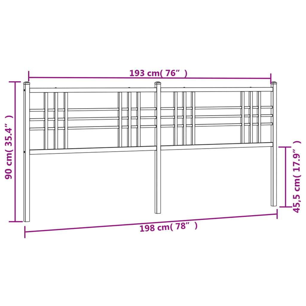 Tête de lit métal noir 193 cm Têtes et pieds de lit vidaXL   