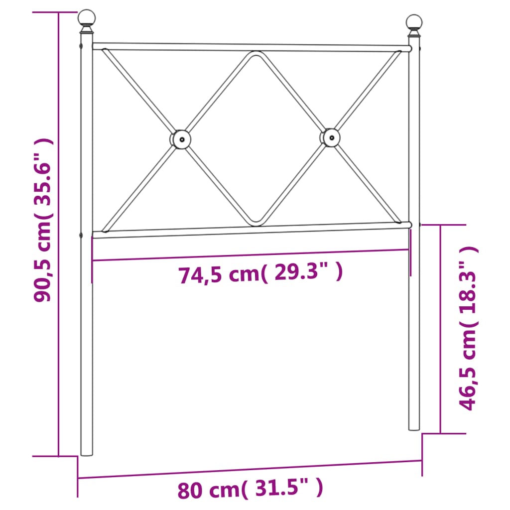 Tête de lit métal noir 75 cm Têtes et pieds de lit vidaXL   