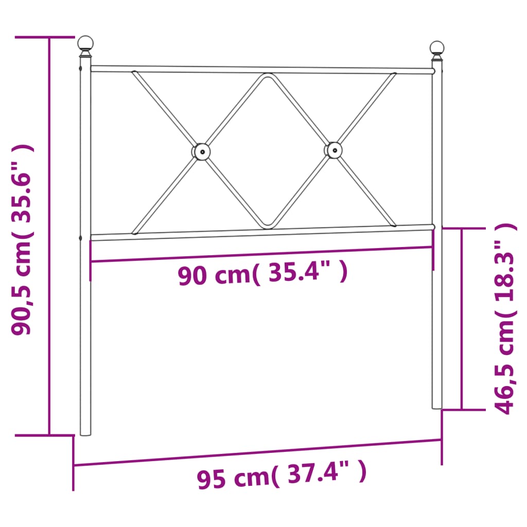 Tête de lit métal noir 90 cm Têtes et pieds de lit vidaXL   