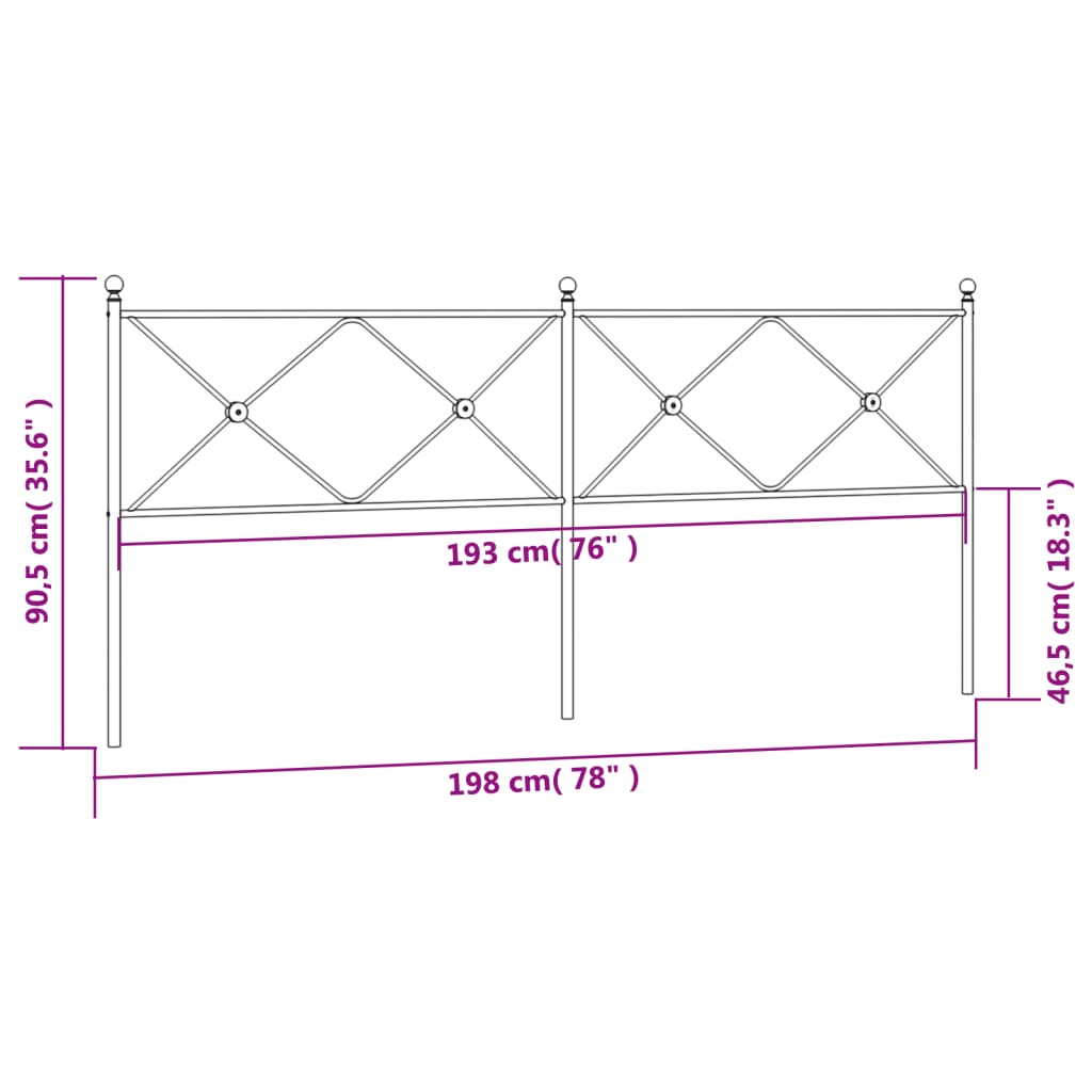 Tête de lit métal noir 193 cm Têtes et pieds de lit vidaXL   