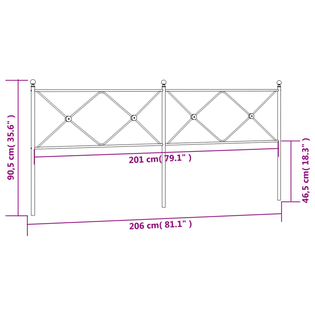 Tête de lit métal noir 200 cm Têtes et pieds de lit vidaXL   