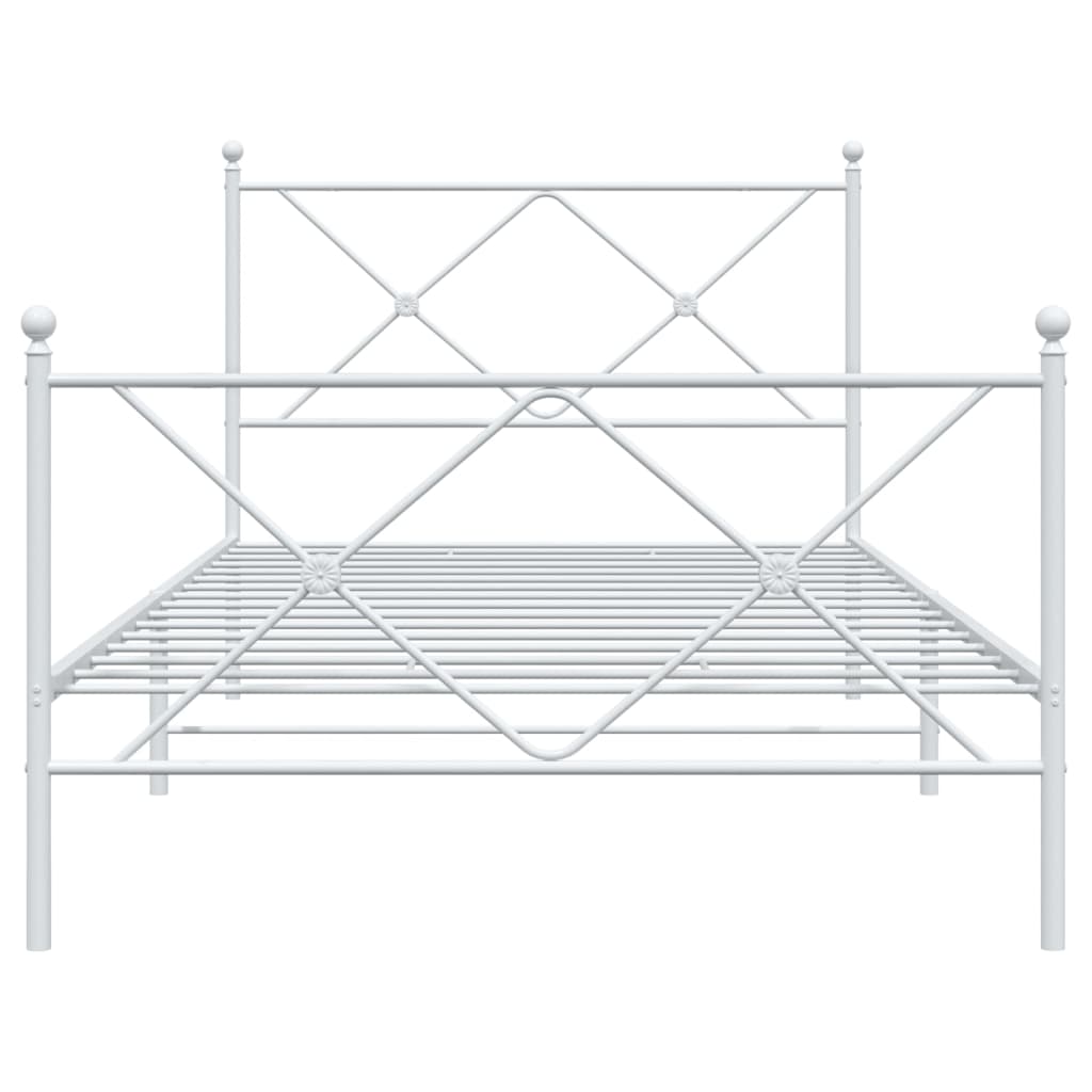 Cadre de lit métal avec tête de lit/pied de lit blanc 107x203cm Lits & cadres de lit vidaXL   