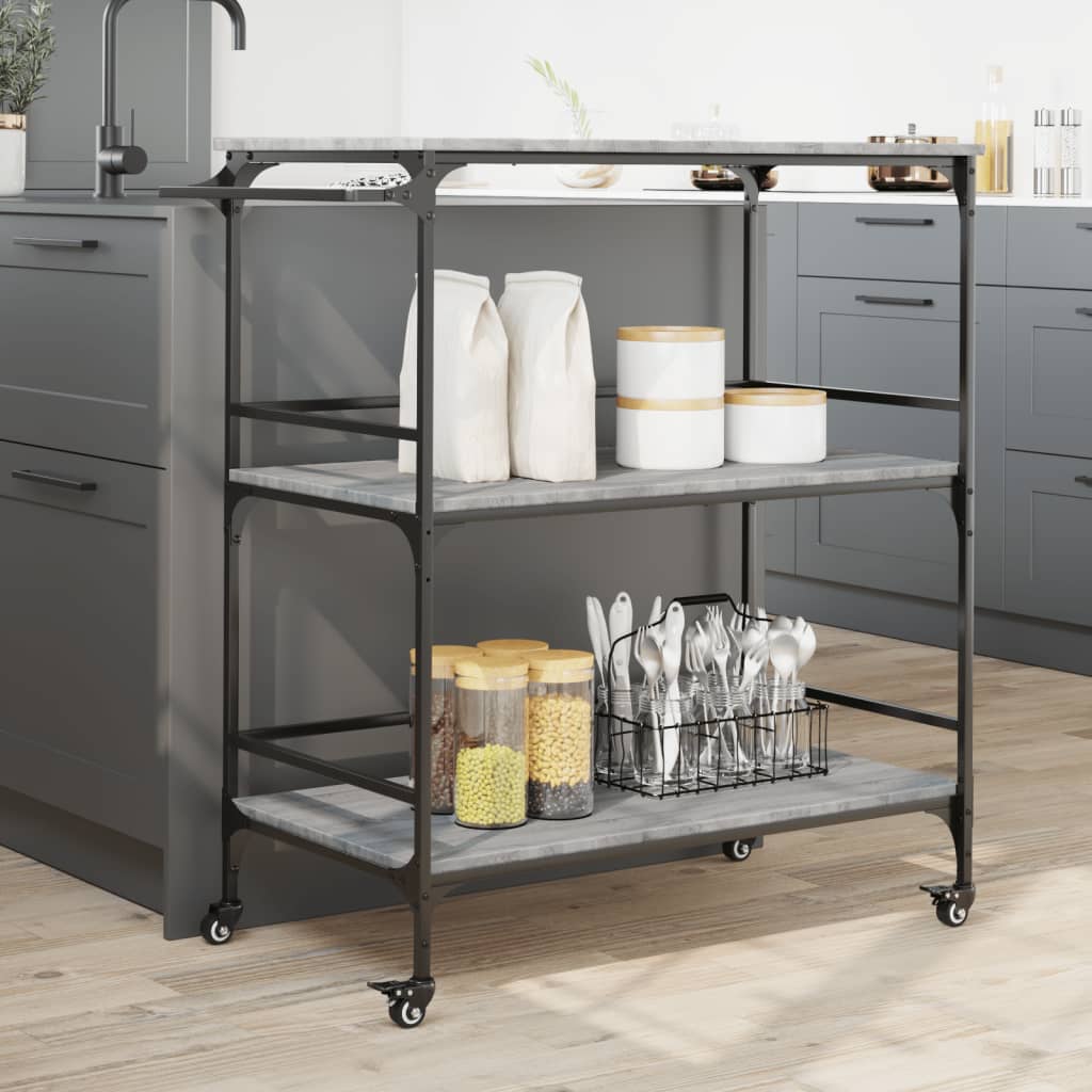 Chariot de cuisine sonoma gris 100,5x50x105cm bois d'ingénierie Dessertes vidaXL   