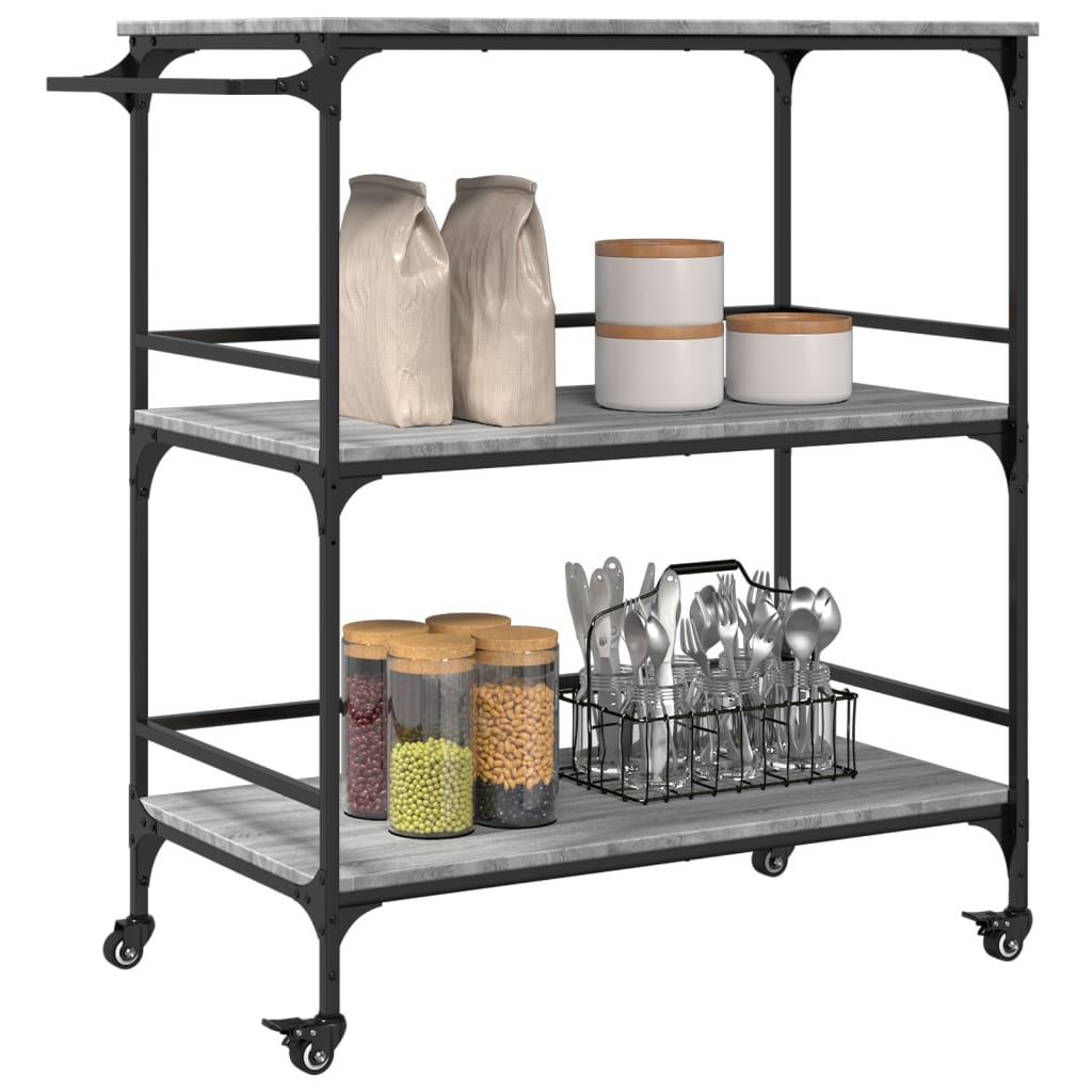 Chariot de cuisine sonoma gris 100,5x50x105cm bois d'ingénierie Dessertes vidaXL   