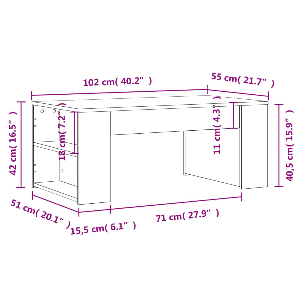 Table basse noir 102x55x42 cm bois d'ingénierie Tables basses vidaXL   