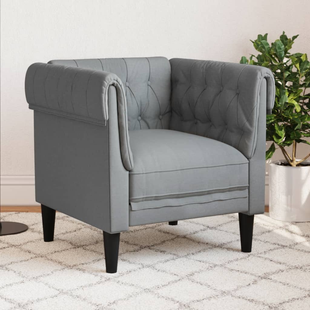 Fauteuil Chesterfield gris clair tissu Canapés vidaXL