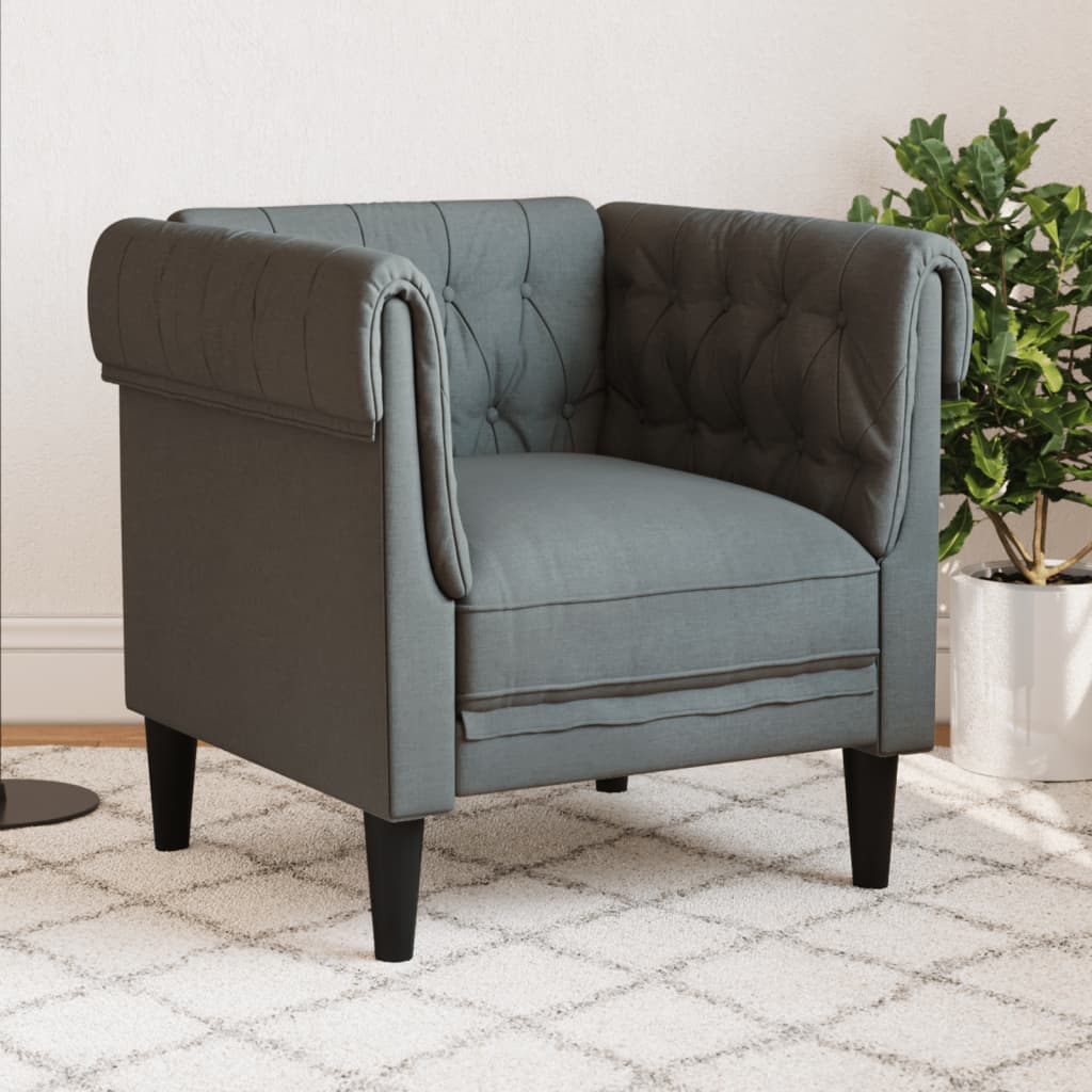 Fauteuil Chesterfield gris foncé tissu Canapés vidaXL