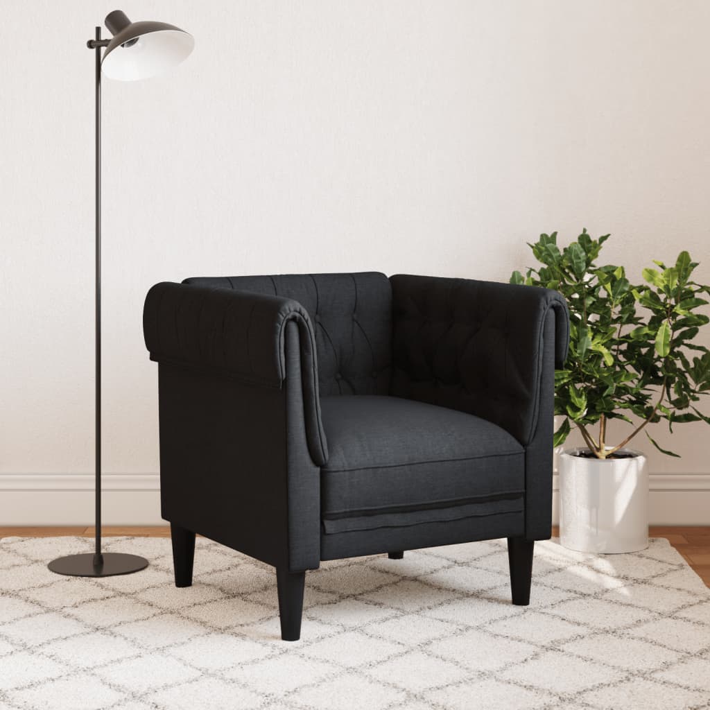 Fauteuil Chesterfield noir tissu Canapés vidaXL