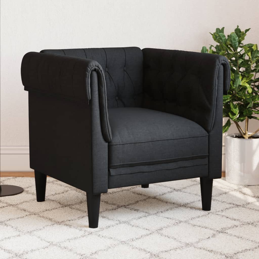 Fauteuil Chesterfield noir tissu Canapés vidaXL