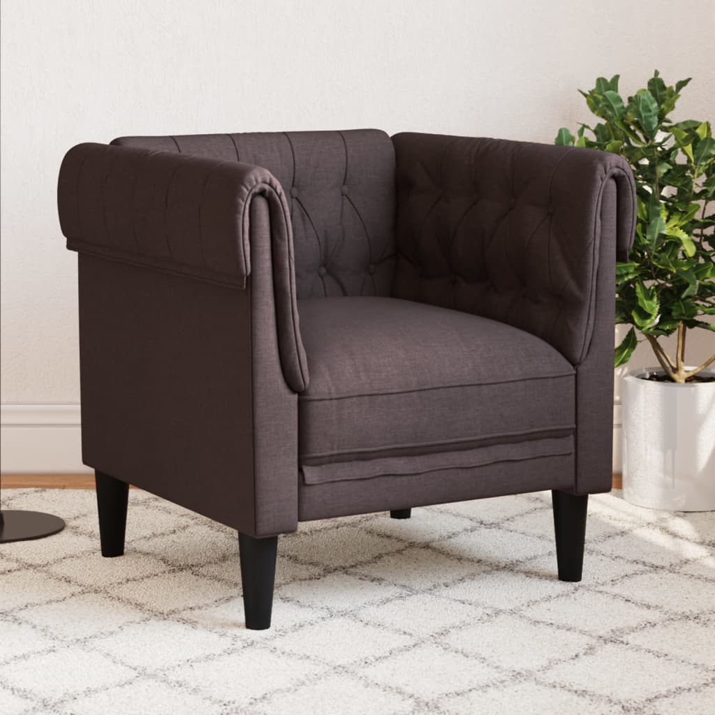 Fauteuil Chesterfield marron foncé tissu Canapés vidaXL   