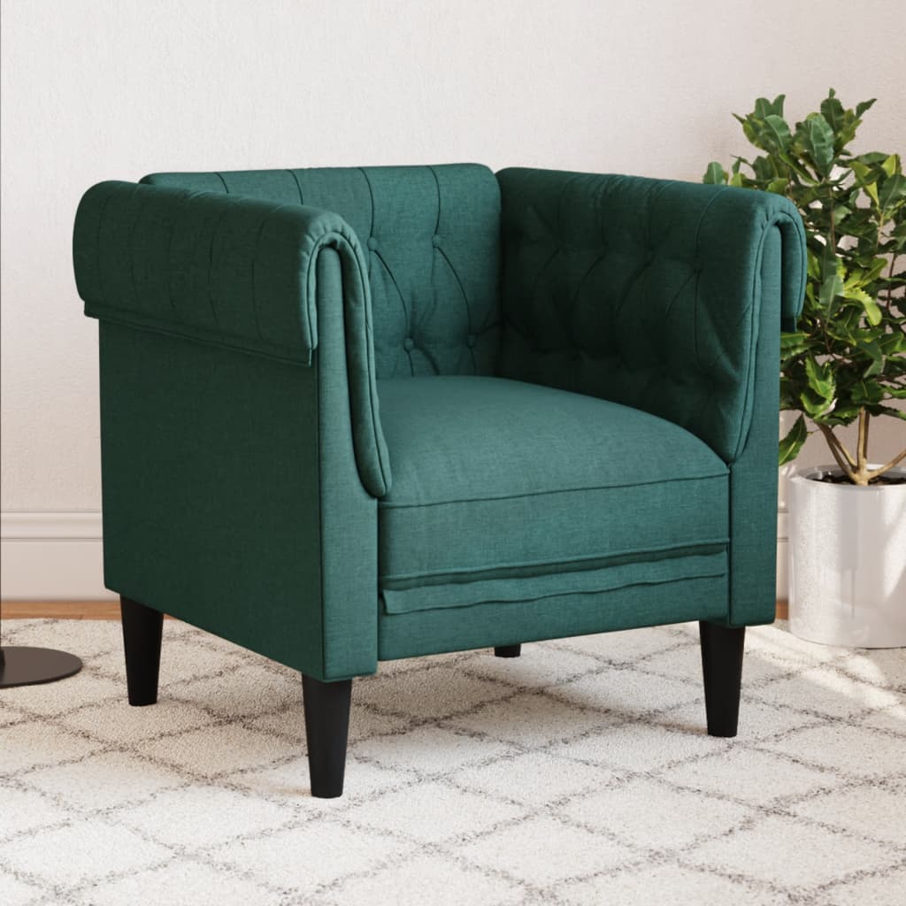 Fauteuil Chesterfield vert foncé tissu Canapés vidaXL   