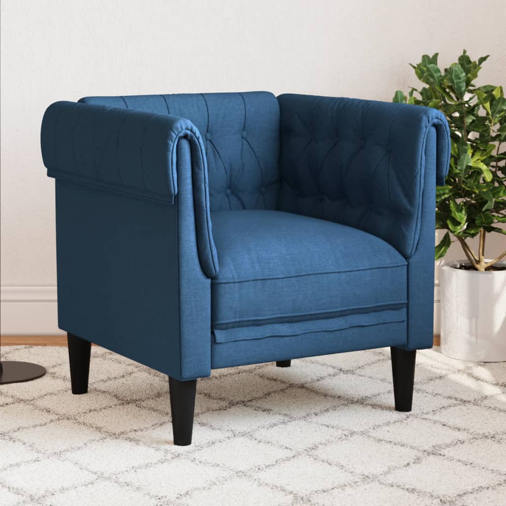 Fauteuil Chesterfield bleu tissu Canapés vidaXL