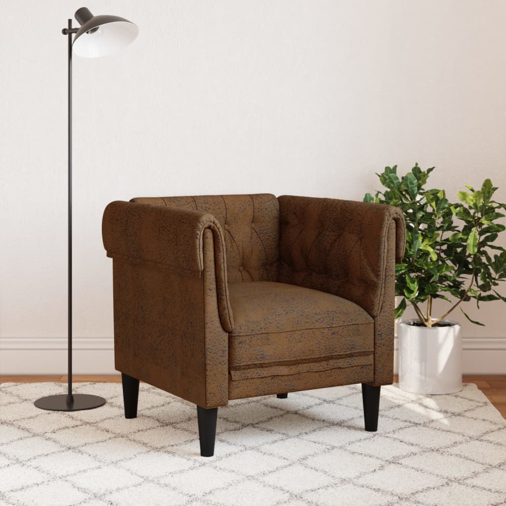 Fauteuil Chesterfield marron tissu Canapés vidaXL