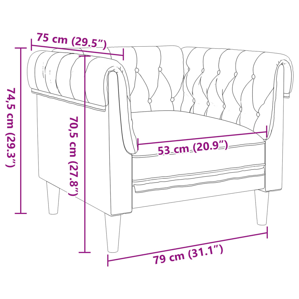 Fauteuil Chesterfield marron tissu Canapés vidaXL