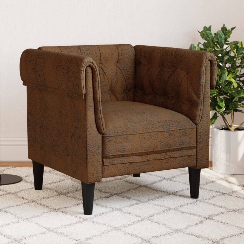 Fauteuil Chesterfield marron tissu Canapés vidaXL