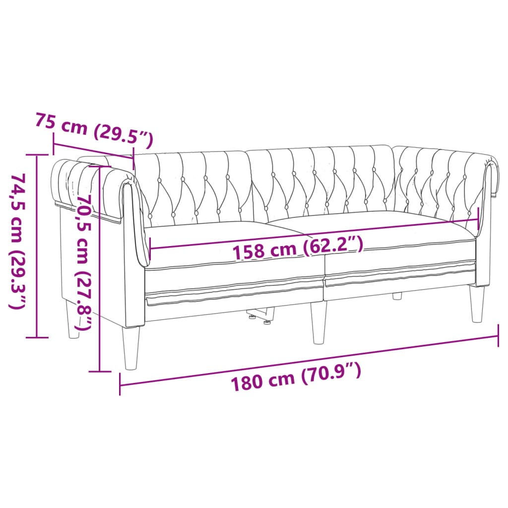 Canapé Chesterfield 2 places marron tissu Canapés vidaXL