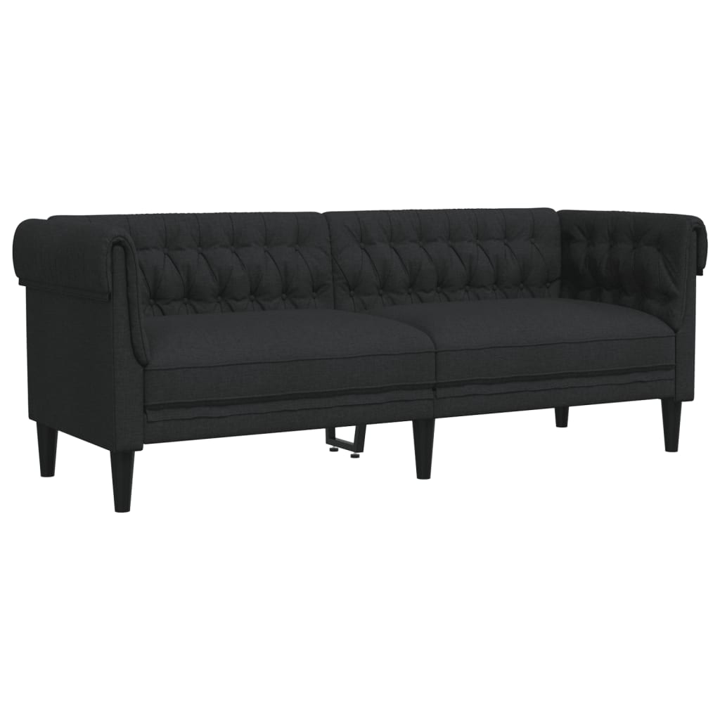 Canapé Chesterfield 3 places noir tissu Canapés vidaXL