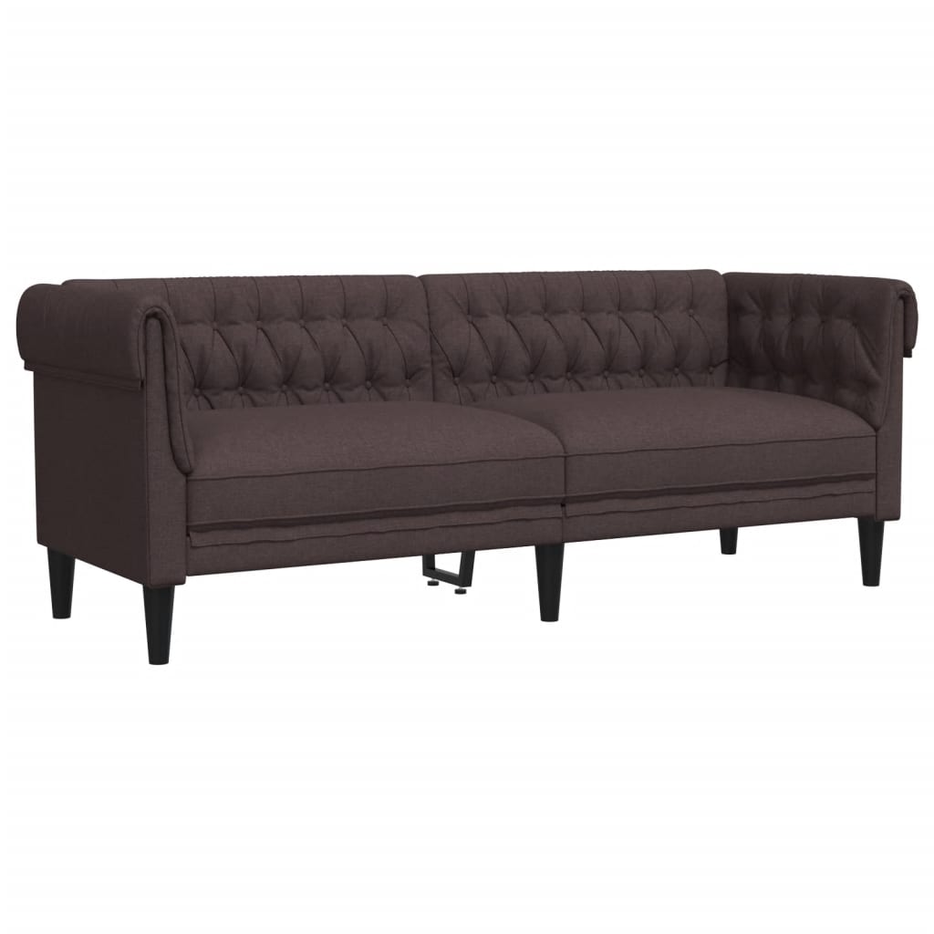 Canapé Chesterfield 3 places marron foncé tissu Canapés vidaXL