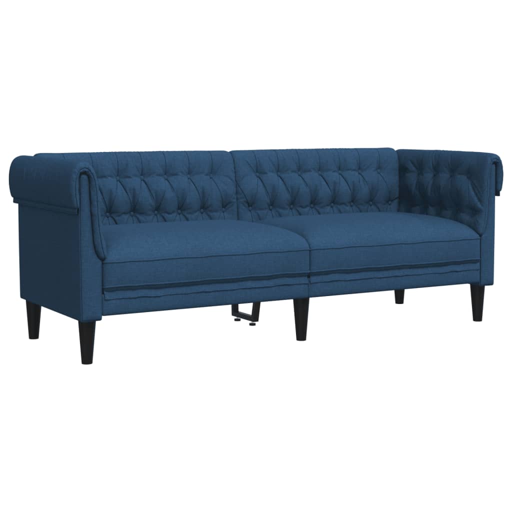 Canapé Chesterfield 3 places bleu tissu Canapés vidaXL