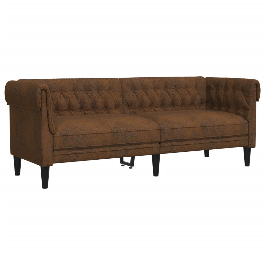 Canapé Chesterfield 3 places marron tissu Canapés vidaXL