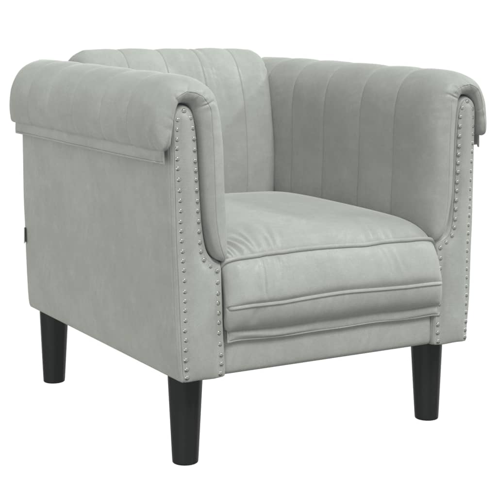 Fauteuil gris clair Velours Canapés vidaXL   